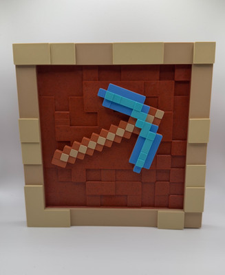 Mine Craft Magnetic Item Frame Display with Swappable In Game Items - Pick Axe