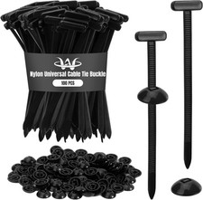 100 Pcs Nylon Universal Cable Tie Buckle for Car, T Style Automotive Zipper Clip