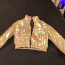 Holographic Zip Up Padded Coat