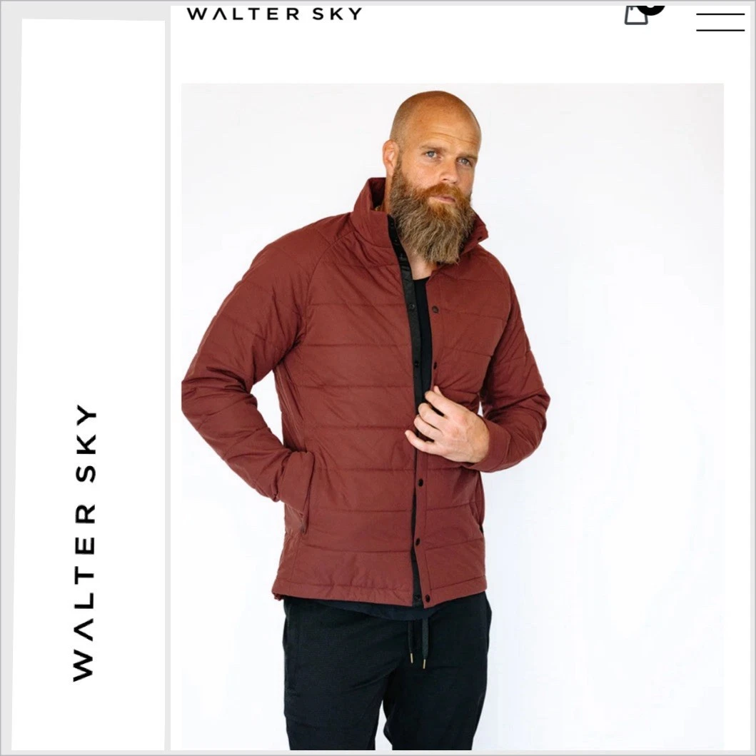 Walter Sky Jacket Mens XL Maroon Quilted Insulated Snap Front WS-J02
