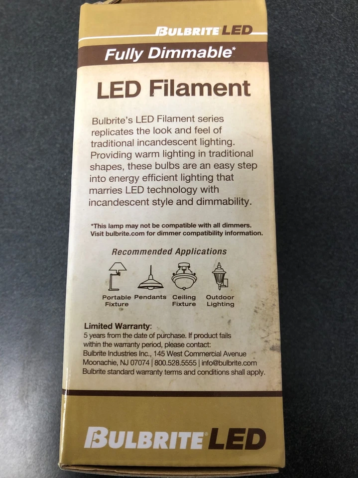 Bulbrite 776767 Edison Style Antique Filament LED Light Bulb - 8W 2700K JA8 - Image 4 of 4