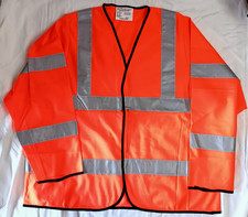 XL Hi Viz Long Sleeve Hi Vis Vest Orange High Visibility Jacket Reflective Strip