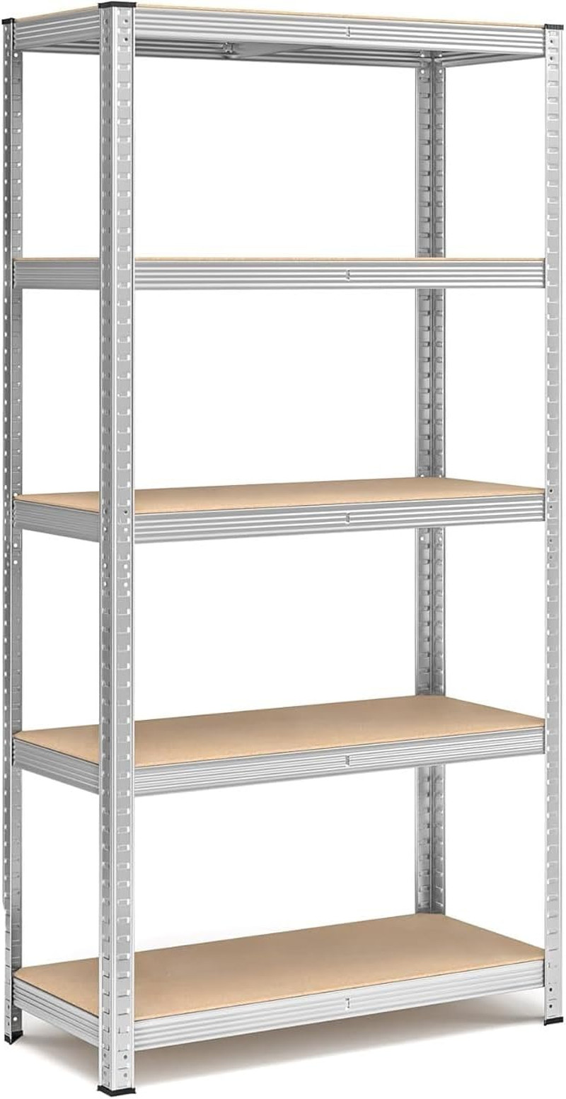 Scaffale in Metallo Zincato E MDF per Carichi Pesanti Portata 875 Kg Con 5 Ripia