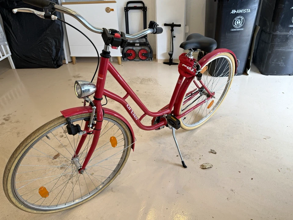 Ortler City Bike Damenfahrrad Rot 1-Gang ohne Schaltung Schutzbleche Frontlicht - Bild 1 von 1