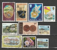 Joli lot de 10 timbres différents  de Jersey et de Guernsey