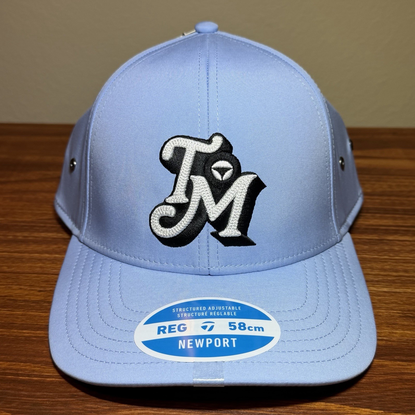 TaylorMade Golf Newport Hat Retro Metal Eyelet Adjustable Cap Blue 58cm NEW