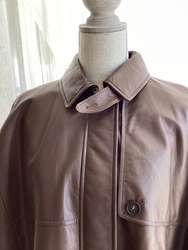 Brunello Cucinelli Leather Cape Jacket Oversized Padded Sz 42 6 M NWT $ 9499 - Picture 2 of 9