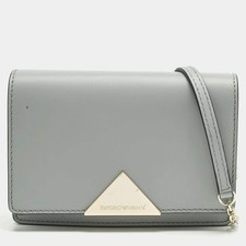 Borsa a tracolla Emporio Armani in pelle grigia con catena Astrid