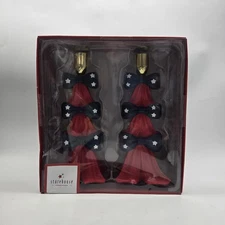 Storehouse Americana Patriotic Bow Candle Holder Set Red White Blue Candlestick