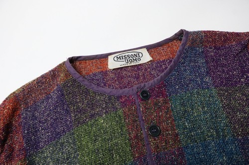 Missoni Maglione Uomo Piccolo Misto Lana Mezza Bottoni Girocollo Pullover Plaid - Foto 4 di 11