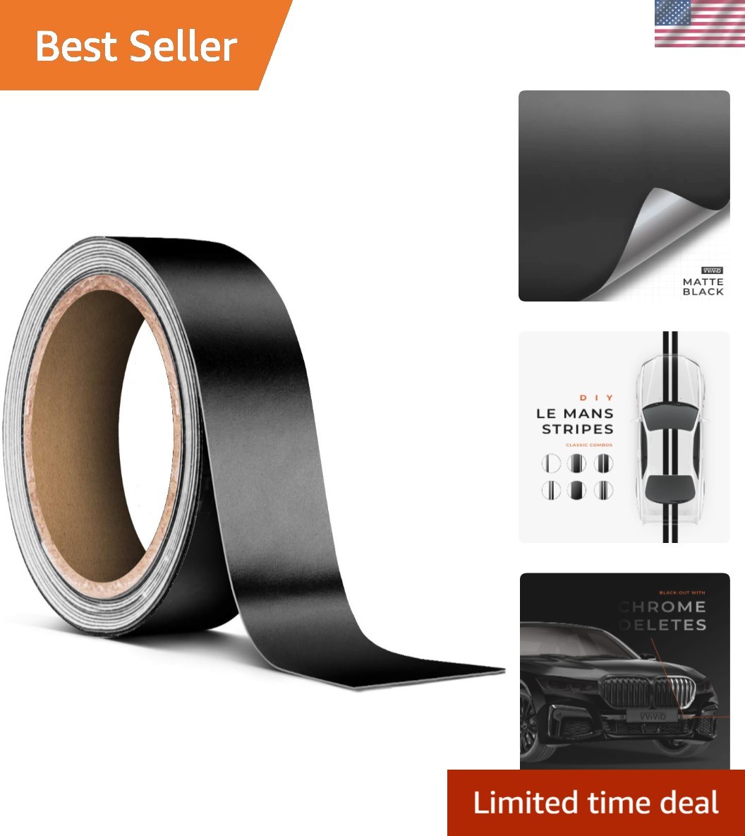 VViViD Black Matte Air-Release Adhesive Vinyl Tape Roll (1 Inch x 20ft)