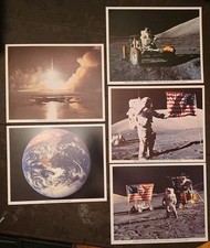 Variety of Apollo 17 NASA Lithographs mixed lot of 5