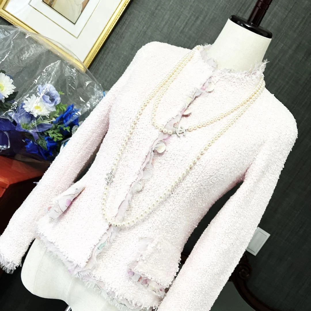 Chanel giacca sciarpa seta gelato tweed