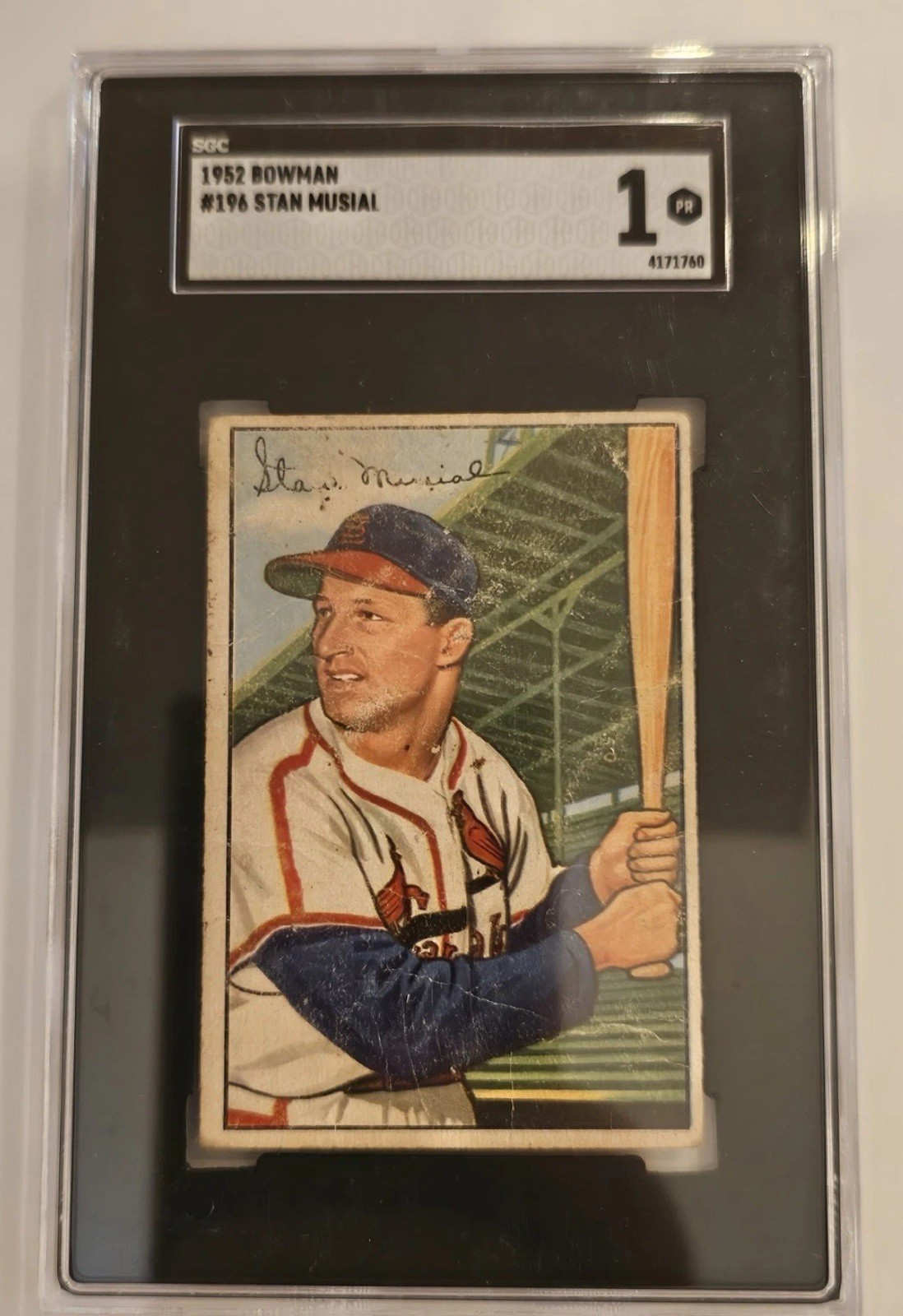 1952 Bowman Stan Musial St. Louis Cardinals #196 SGC 1 HOF 3xMVP 3630Hits 475Hrs