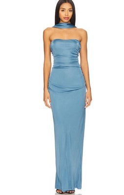 Elsie Gown in Slate Blue NBD Recolve XXS New Event Wedding Blk Tie