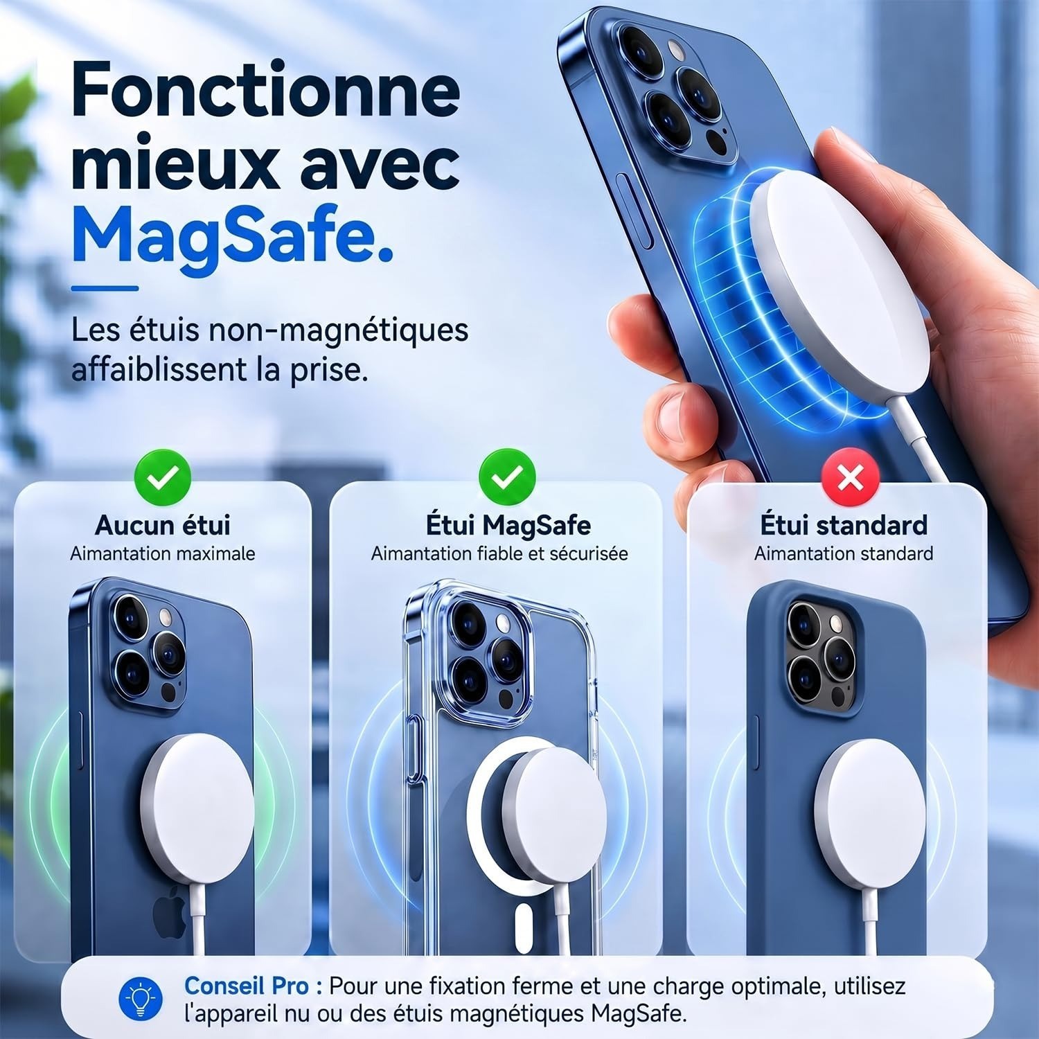 chargeur induction magnétique 15w – vue détaillée
