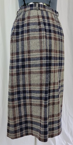 Vintage JH Collectibles Wool Skirt in Grey/Navy/Brown Plaid Size 10/11 - Picture 10 of 15