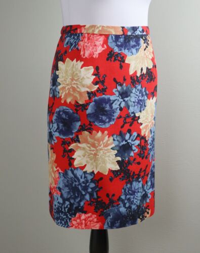 TALBOTS Woman NWT $119 Red Floral Lined Cotton Blend Pencil Skirt Size 22W