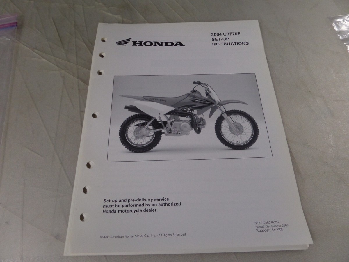 Honda Factory Set Up Instructions And Pre-Delivery Manual 2004