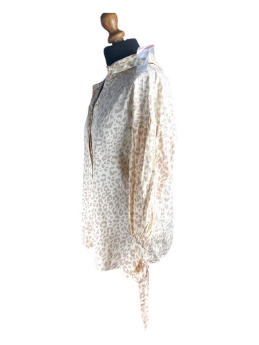 Top Shop Shirt Blouse Women's UK Size 6 Beige Leopard Print Relaxed Fit - Picture 5 of 8