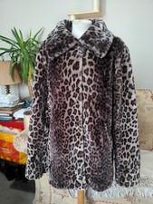 Dennis Basso Absolutely Fabulous Faux Fur Leopard Coat Size L 14/16/18