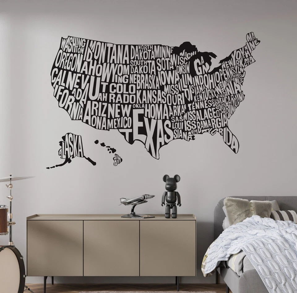 USA Map. United States of America Map wall decal. Office Wall Decor. Kid's Room. - Image 4 of 4