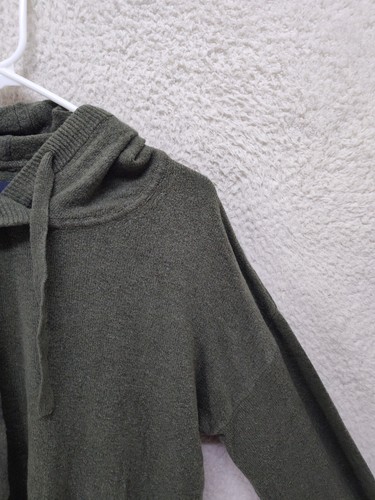 Gap Women Sweater Small Green Cotton Blend Drawstring Hooded Knitted Pullover - Picture 3 of 17