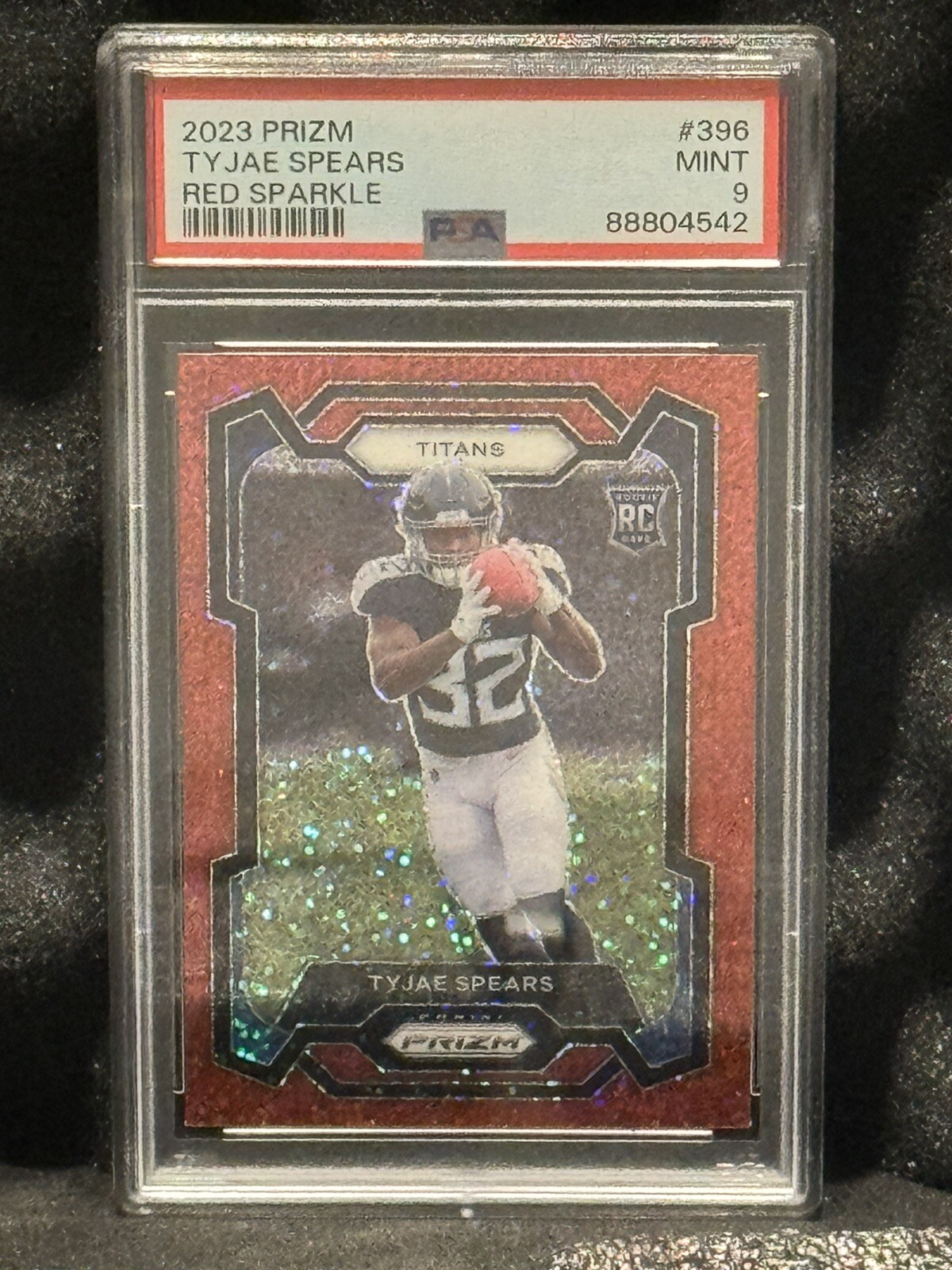 2023 Panini Prizm Red Sparkle Prizm Tyjae Spears #396 RC PSA 9 POP 1