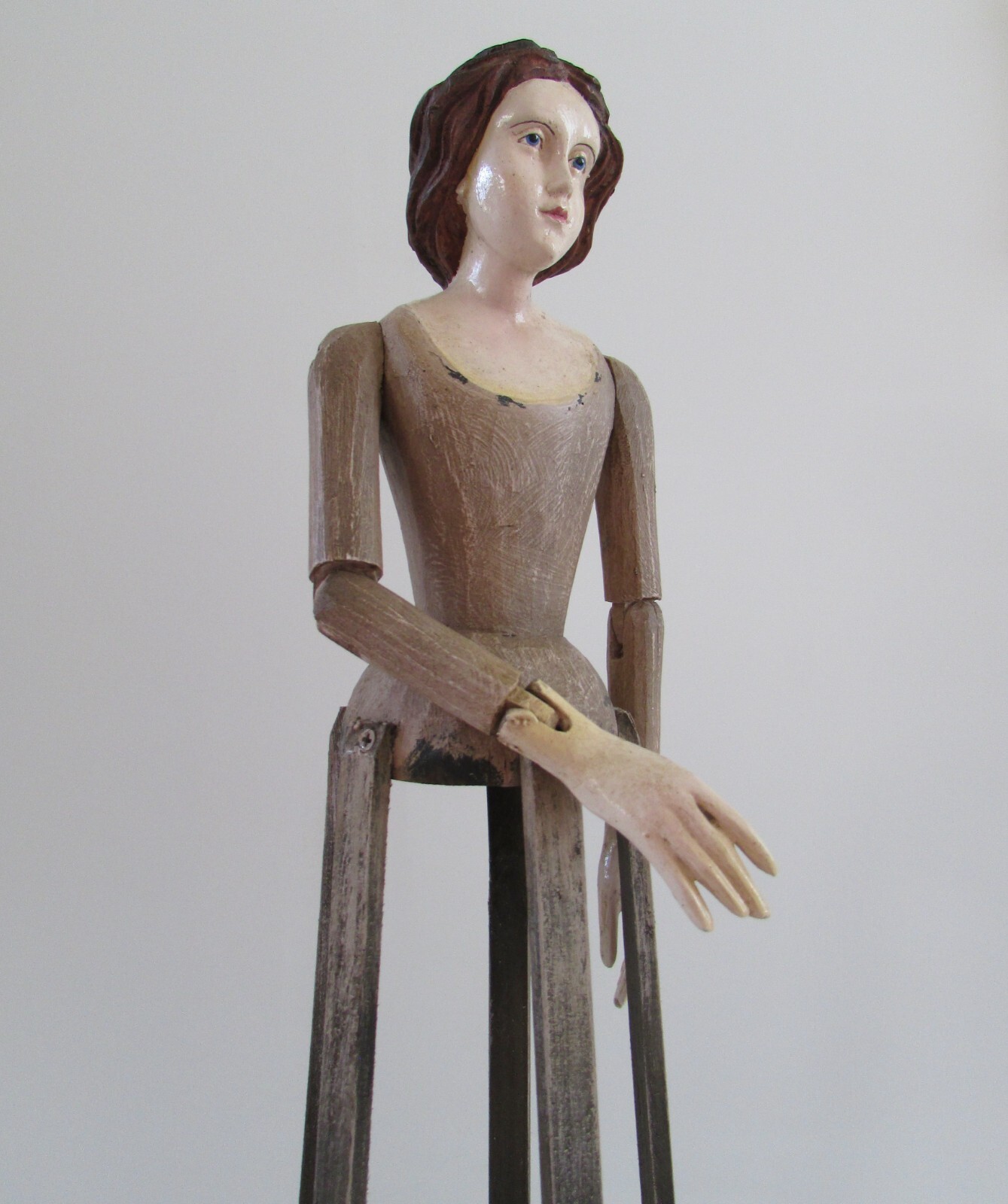Vintage Wooden Santos Cage Doll Articulated Mannequin Figure 20''