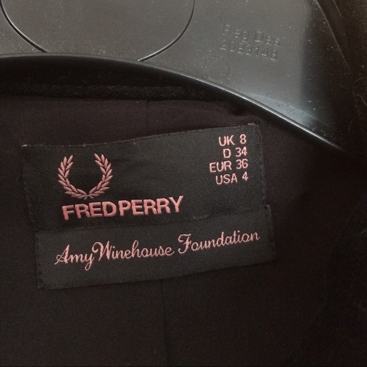 Fred Perry Amy Winehouse Thick Black Velvet Harrington Fitted Jacket - Size 8 image 3