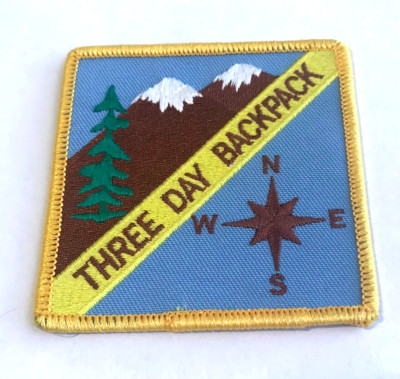 Boy Scout Patch ''Three Day Backpack'', 3 '' x 3'' - Vintage But MINT Condition