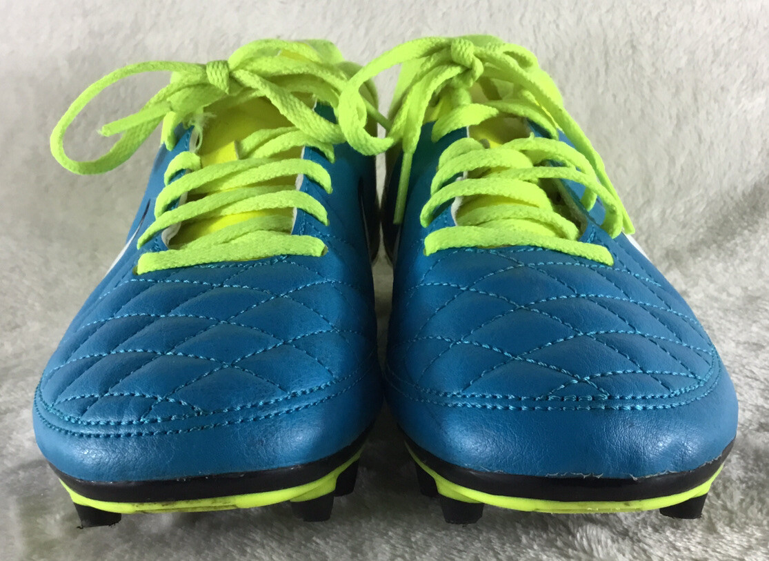 Nike Tiempo Womens Size 6.5 US Blue & Neon Green Soccer