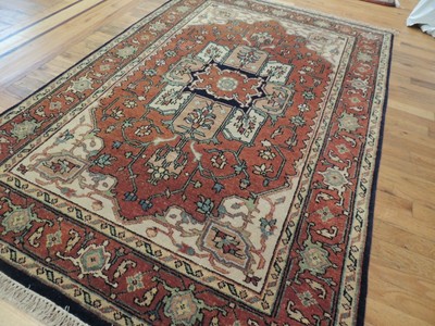 4x6  Oriental Area Rug wool Rust Teal Green Gold Beige