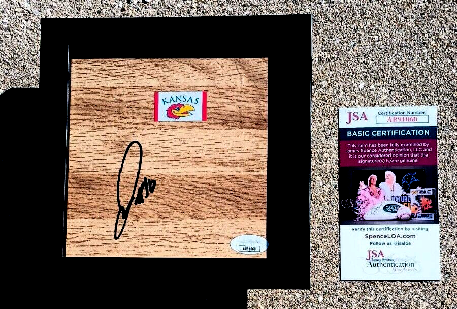 JAYHAWKS Jalen Wilson SIGNED & FRAMED Floor JSA COA KANSAS Basketball B 