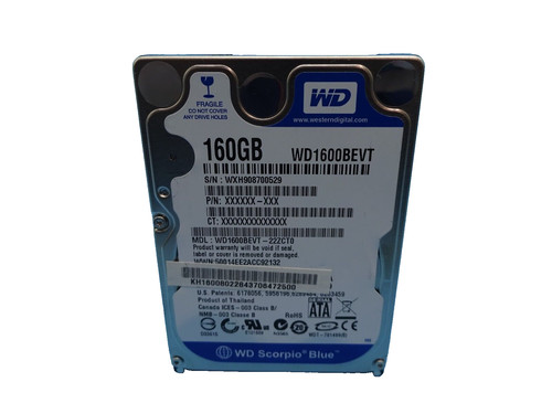 160 GB SATA WD WD1600BEVT-22ZCT0 S/N: WXH908700529 2,5 ZOLL #NFP933