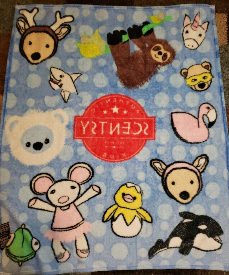 Manta Scentsy Buddy Kids Lunares Azules Círculos Animales Foto 4 de 4