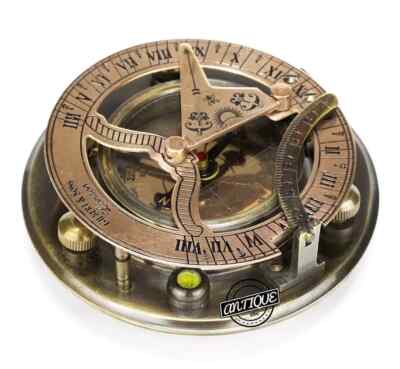 Handmade Brass Sundial Compass Nautical Sailor Pocket Marine gilbert  Gift