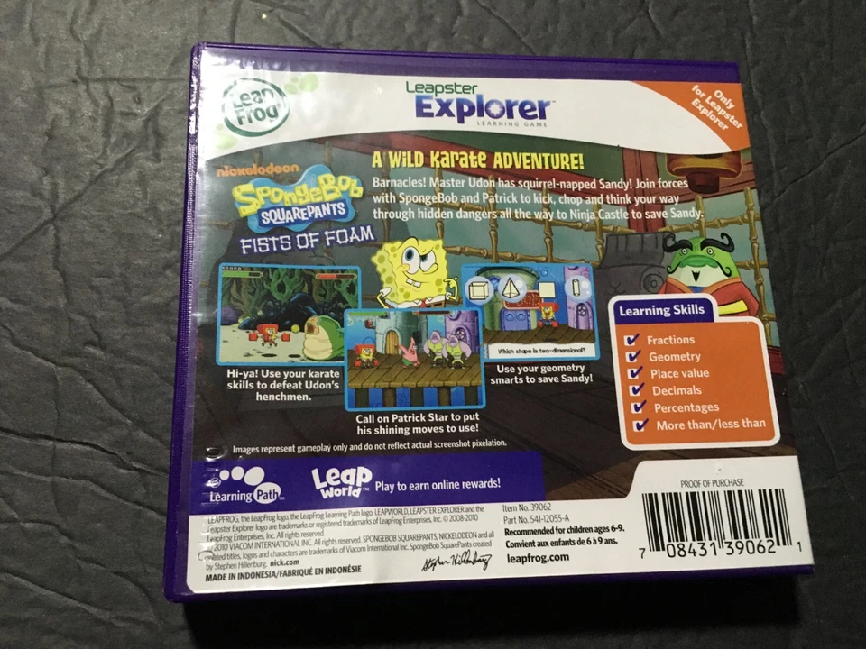 Leap Frog Leapster Explorer Game SpongeBob SquarePants Fists Of Foam Math - Image 2 of 4