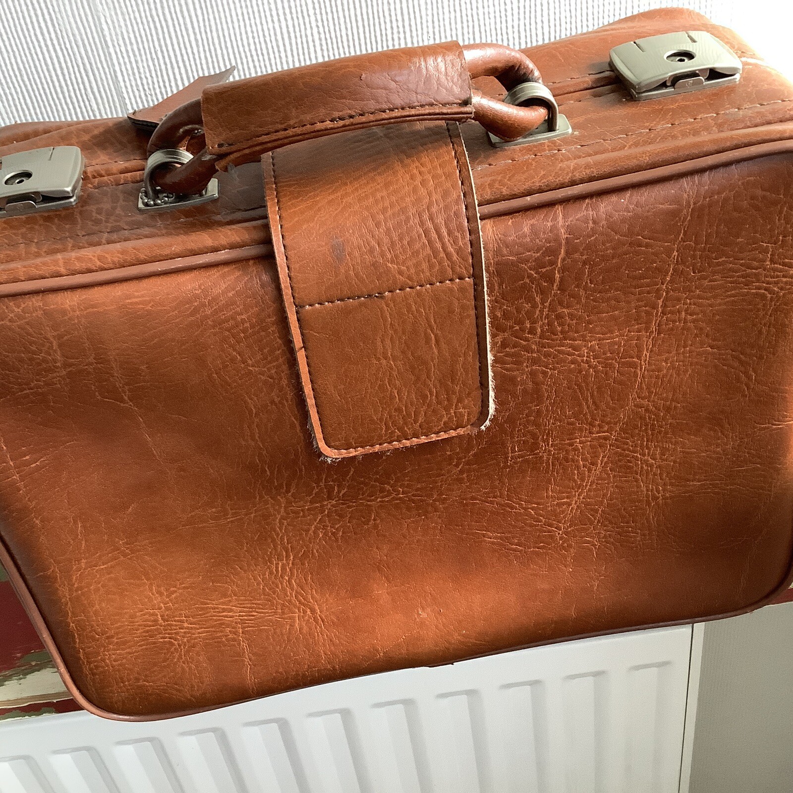 Vintage Brown Leatherette Small Suitcase eBay