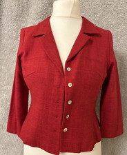 L.k. Bennett Red Silk Cropped Jacket Lightweight Mother Of Bride Groom P-pit 17"