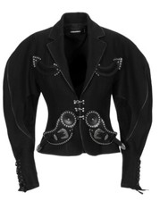 £1,750 Dsquared2 Runway Black Wool & Leather Suede Effect Military Blazer Jacket