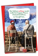 1 Funny Christmas Card with Envelope - Diamond Necklace C3378XSG