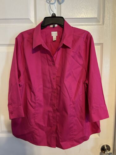 Chicos Women's Blouse Top Hot Pink Button Up Shir… - image 1