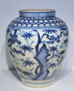 18th c Antique Chinese Blue & White Porcelain Jar Vase