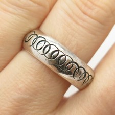 925 Sterling Silver Vintage Mexico Circles Band Ring Size 10 3/4