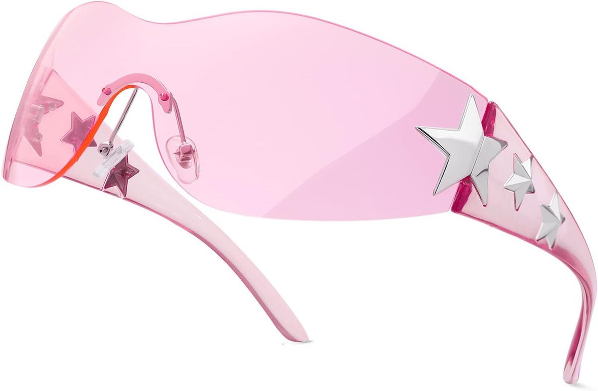 Haqptul Rimless Y2K Sunglasses Star Wrap Around Glasses  display picture 1