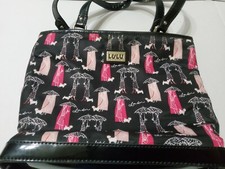 LuLu Guiness London Black Handbag Purse Tote Poddles Polka Dots Change Purse