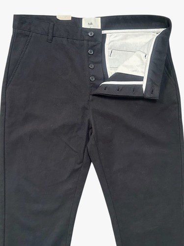 FOLK Butter Moleskin Chino Trousers Straight Leg Cotton Black W36 RRP £150 New - Picture 12 of 18