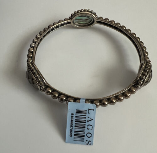 NUEVO CON ETIQUETAS BRAZALETE DE CUENTAS DE CAVIAR LAGOS MAYA ABALÓN OVALADO 3 ESTACIONES S/S PULSERA $625 M - Imagen 4 de 10