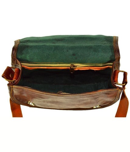 16" Women Purse Vintage Genuine Brown Leather Cross Body Shoulder Handmade Bag - 第 4/4 張圖片